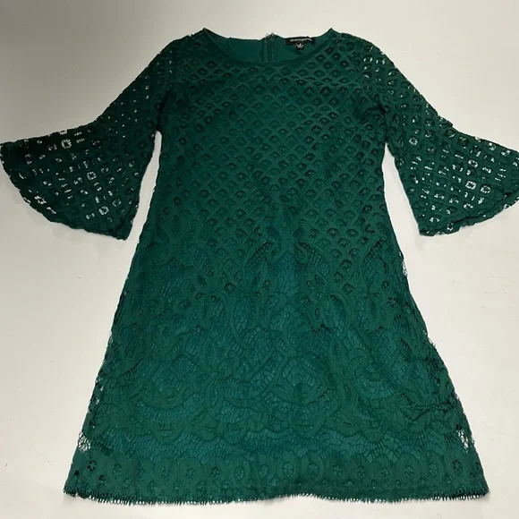 Sharagano | Dresses | Sharagano Hunter Green Lace Dress | Poshmark